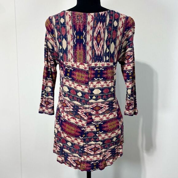 Lucky Brand 3/4 Sleeve Button Up Flowy Hem Top Sz S - Picture 4 of 15